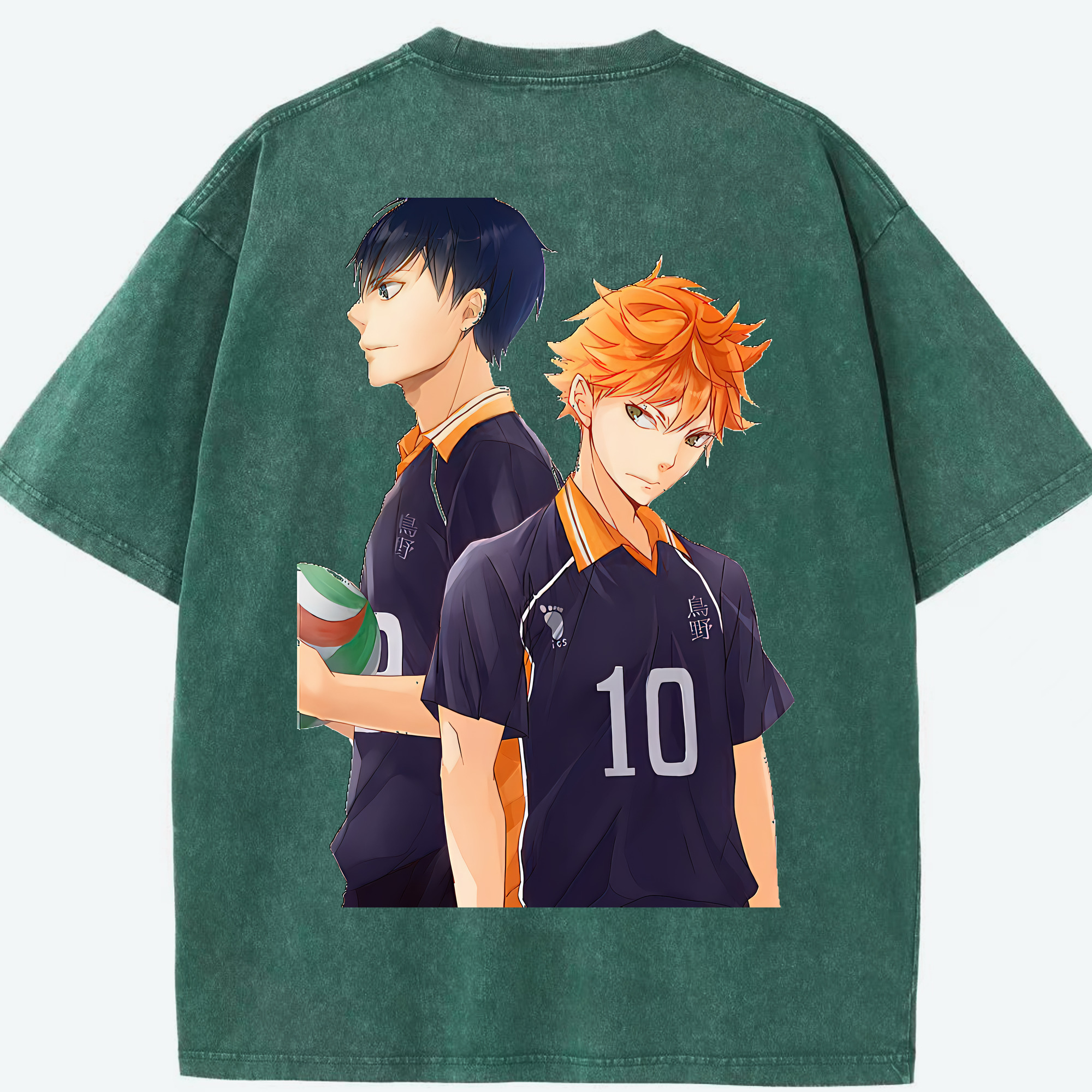 （画像用） ハイキュー!! Haikyu!! 綿100% ヴィンテージ風 半袖Tシャツ（背面プリント）